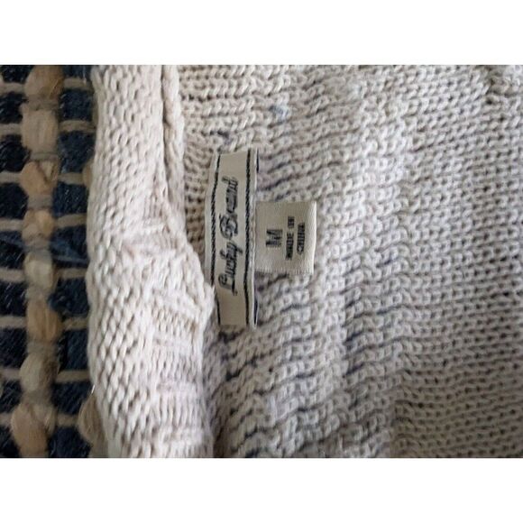 Cardigan Sweater Wool Mohair Blend M Open Knit Multicolor Cream Grey Lagenlook - Picture 5 of 11